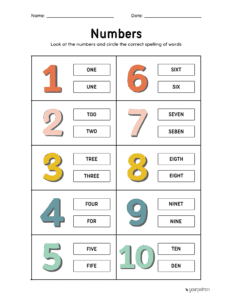 Number Words Worksheets