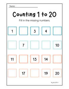 missing numbers worksheets for kindergarten