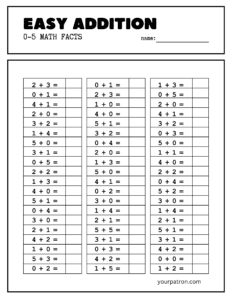 Grade 1 Addition worksheets