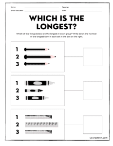 Length Practice Worksheets for Grade 1