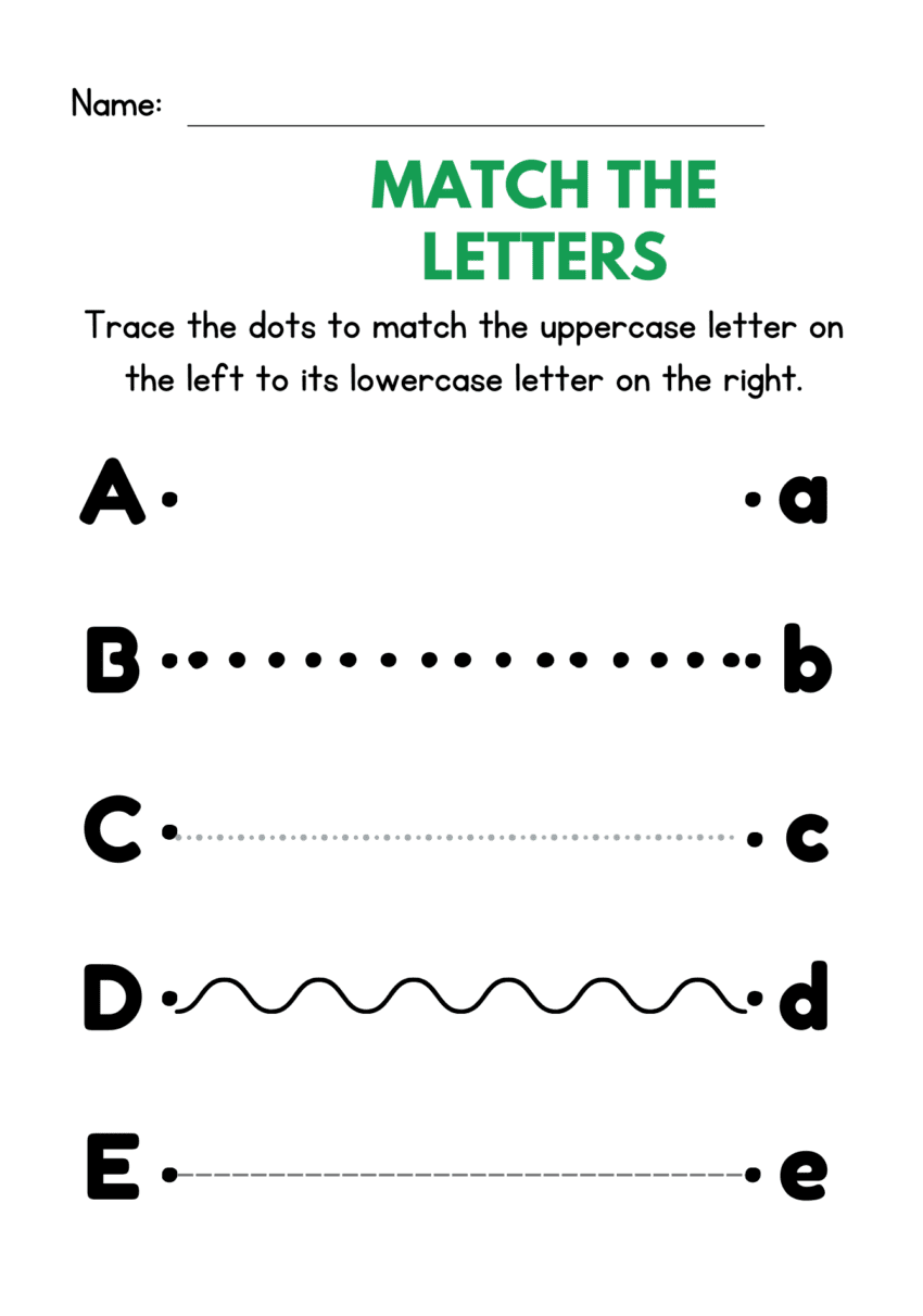 Free Alphabet Matching Worksheets For Preschool - YourPatron
