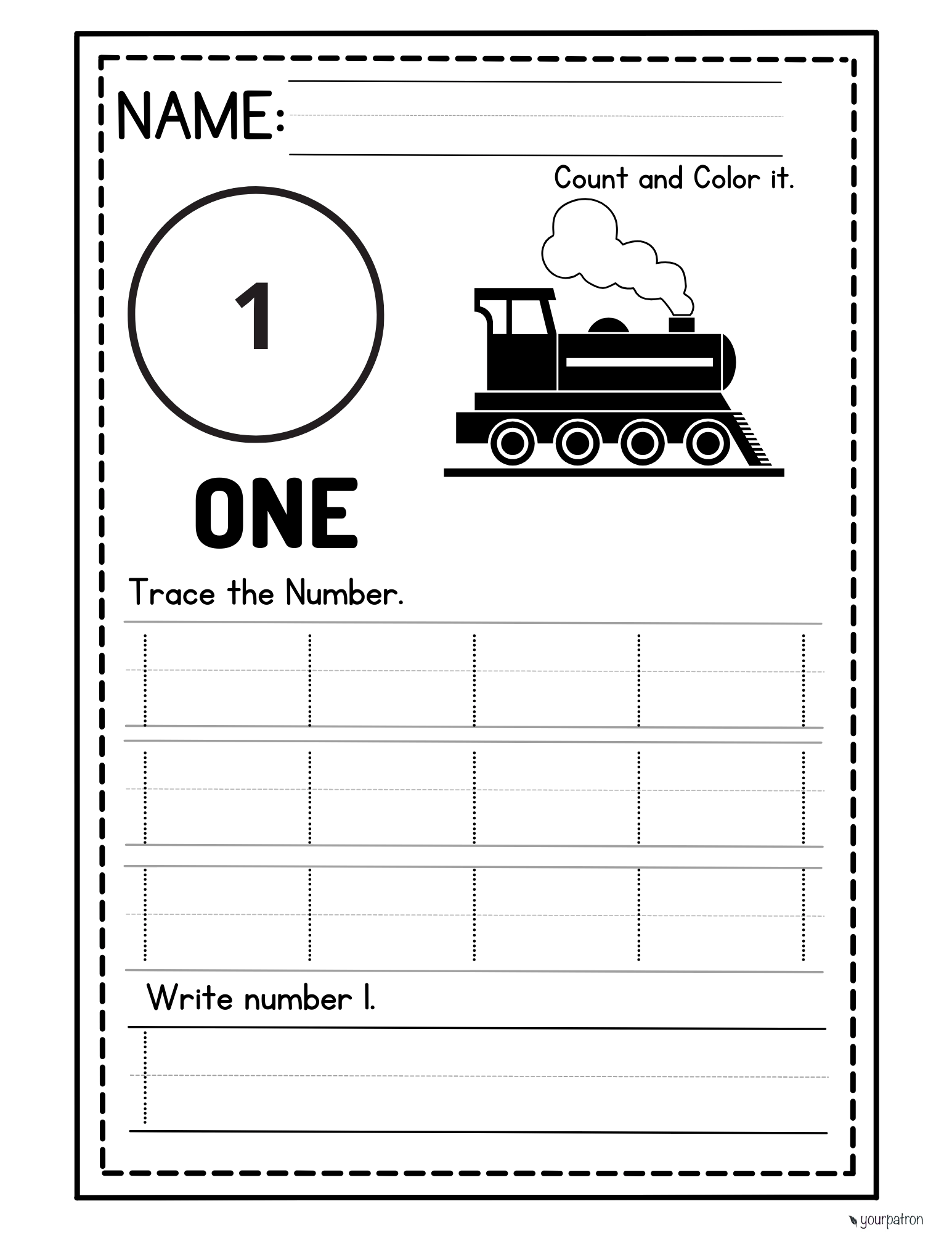 Free Preschool Tracing 1 To 10 Worksheets Pdf - YourPatron
