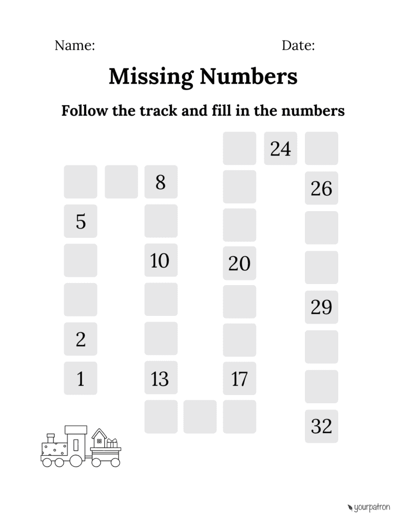 Missing Numbers Worksheets For Kindergarten
