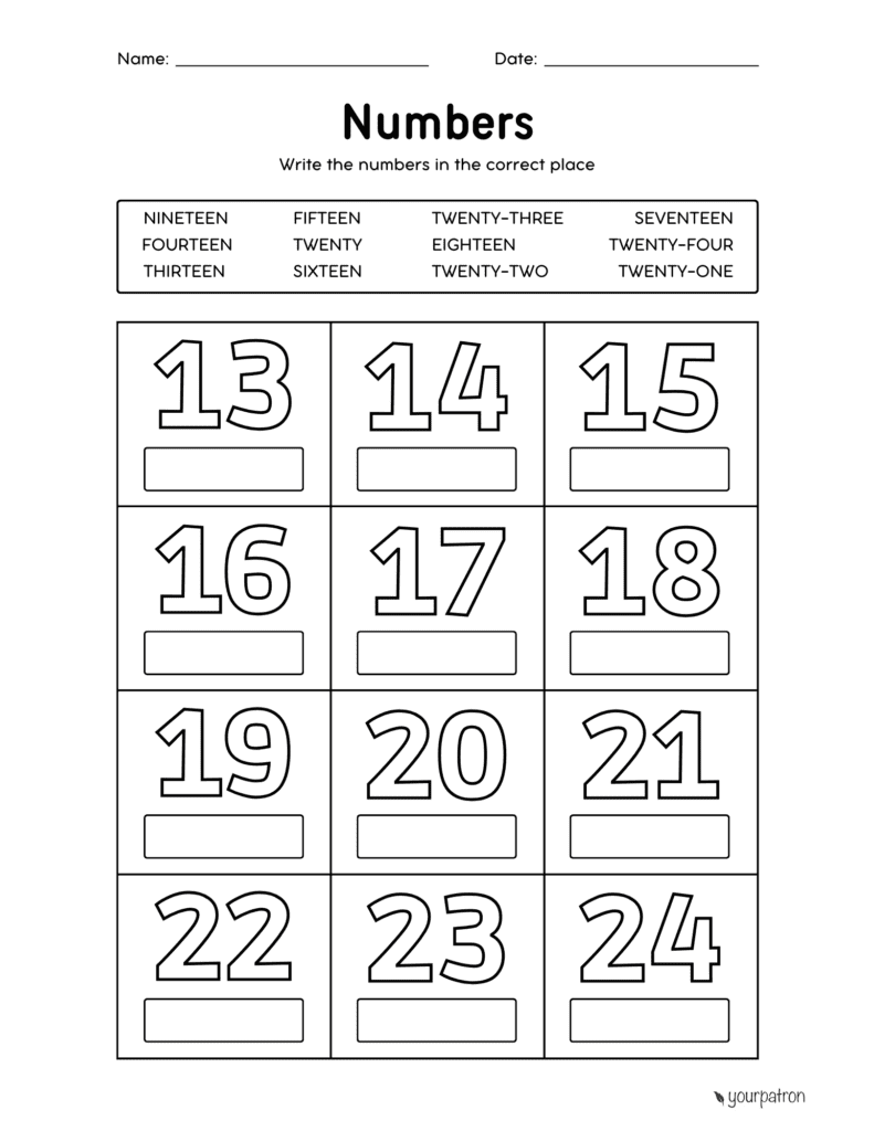 Number word worksheets