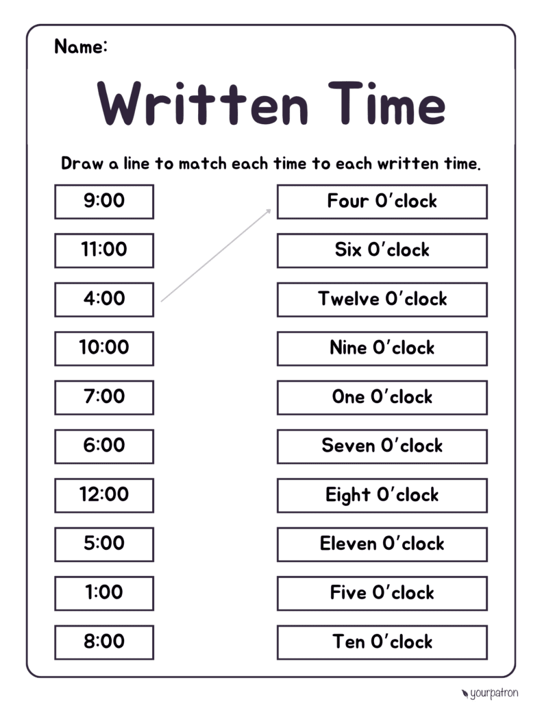 clock time worksheets grade 1