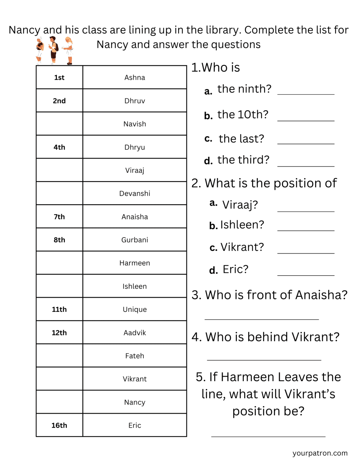 Grade 1 Ordinal Numbers Worksheet Pdf Free Download - YourPatron