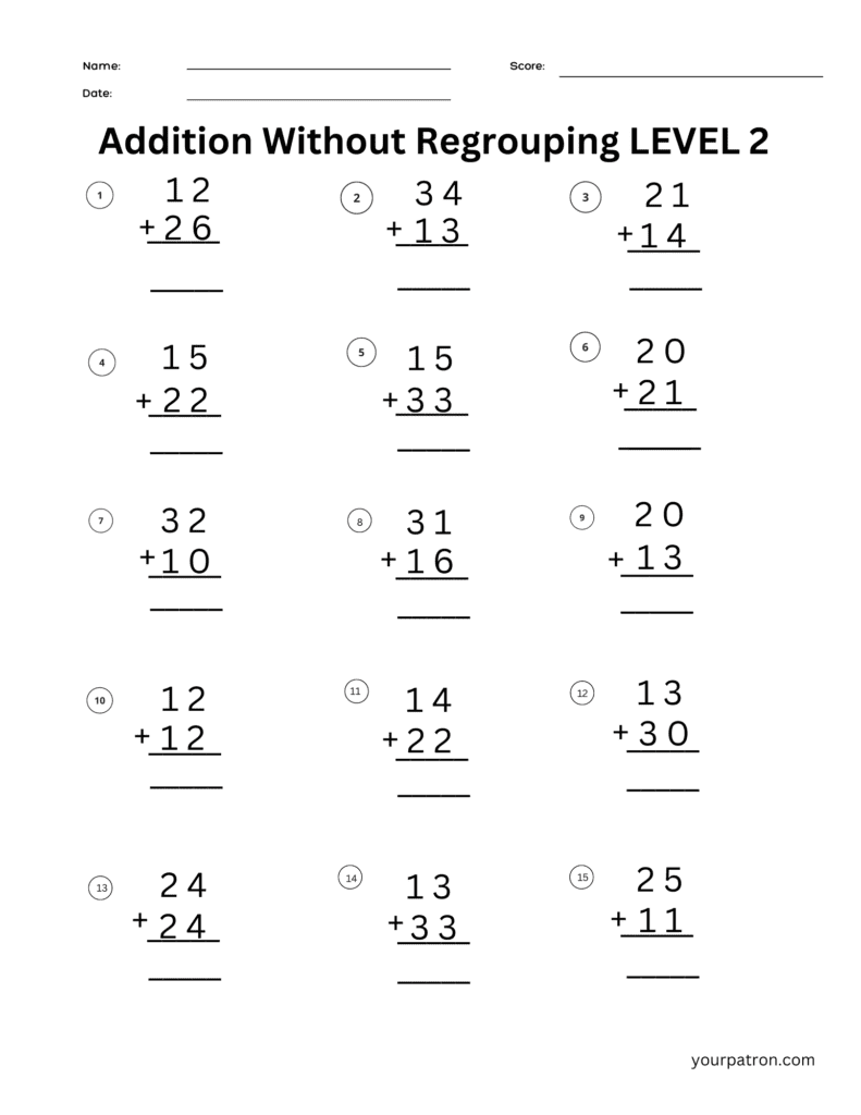 Addition Worksheets For Grade 2