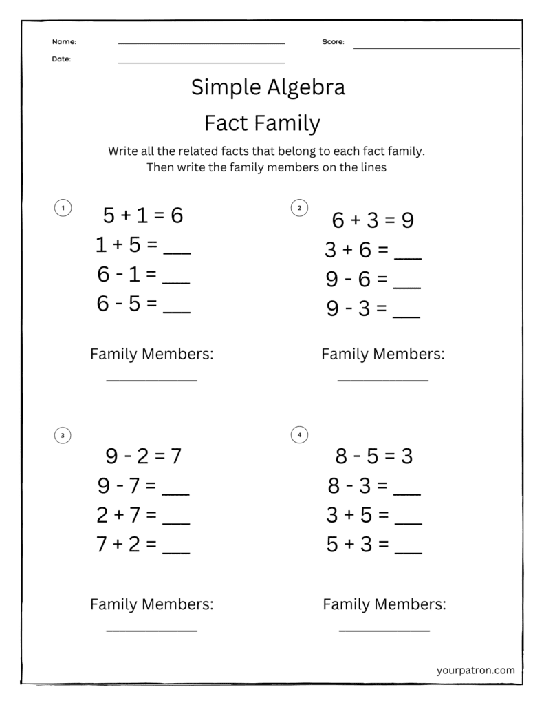 Simple Algebra Worksheets For Grade 2