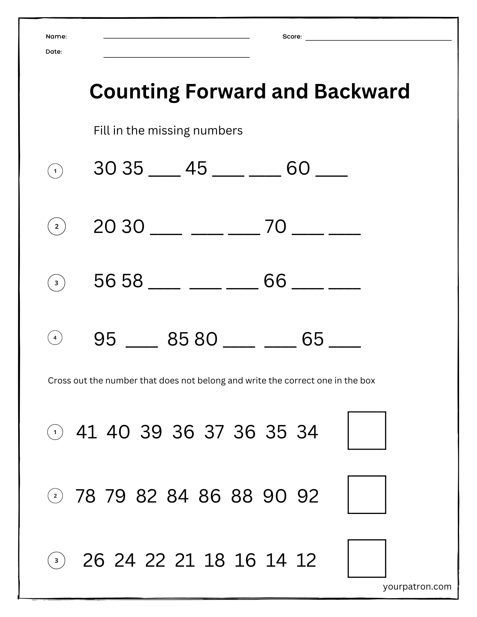 Skip Counting Worksheets For Grade 2