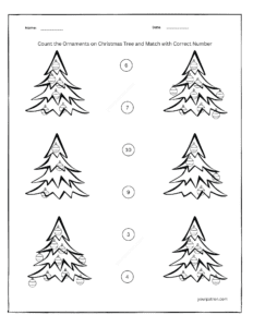 Christmas tree math worksheets for preschool