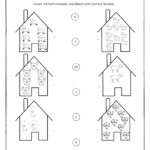 farm animals matching numbers worksheets for preschool