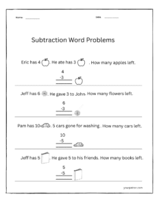 subtraction word problems