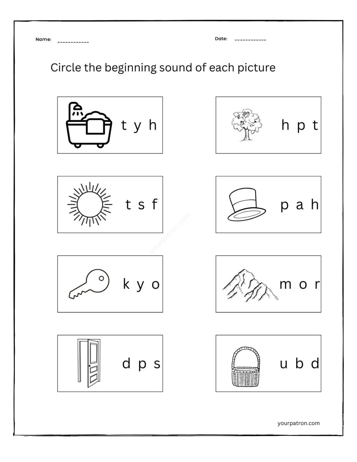 Beginning Sound Worksheets For Kindergarten (Free Printable PDF ...
