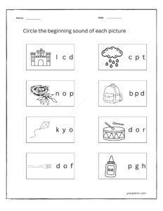 beginning sound worksheets kindergarten