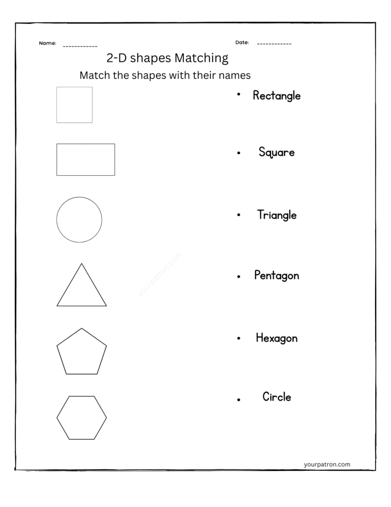 Match-the-shapes-with-name-worksheets