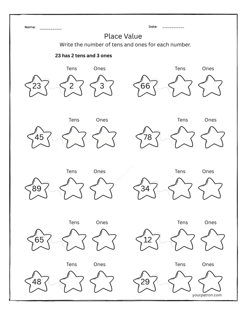 Place-Value-Grade-1-tens-ones-star