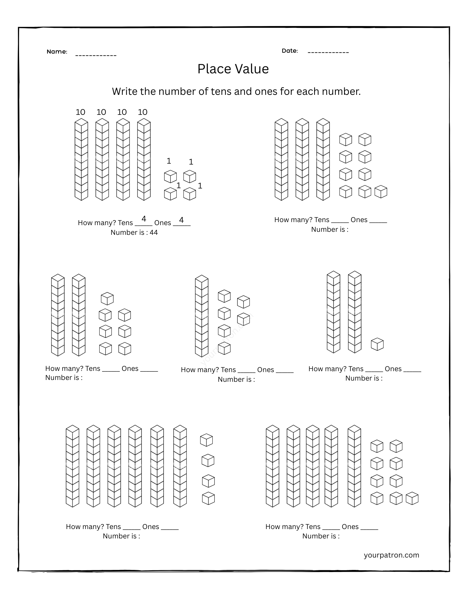 Place Value Worksheets Grade 1 (Free Printable PDF) - YourPatron
