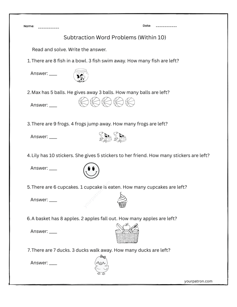Subtraction_Within_10_Word_Problems_Printable