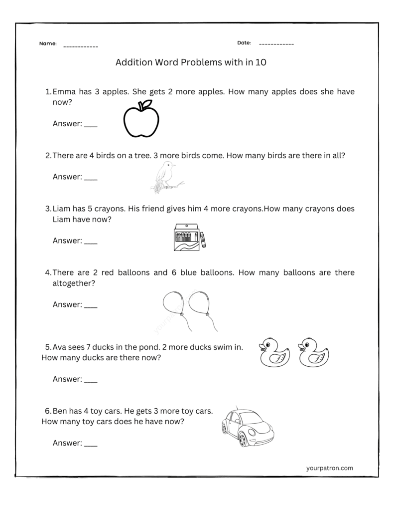 Addition and Subtraction Worksheets Grade 1