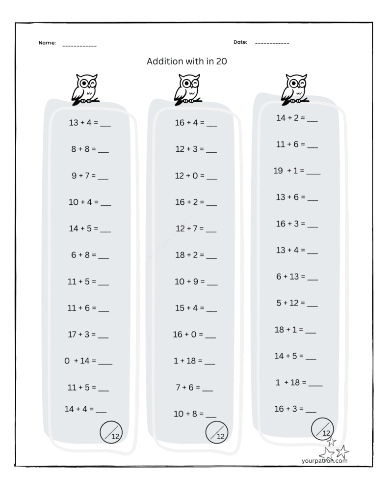 grade-1-addition-owl