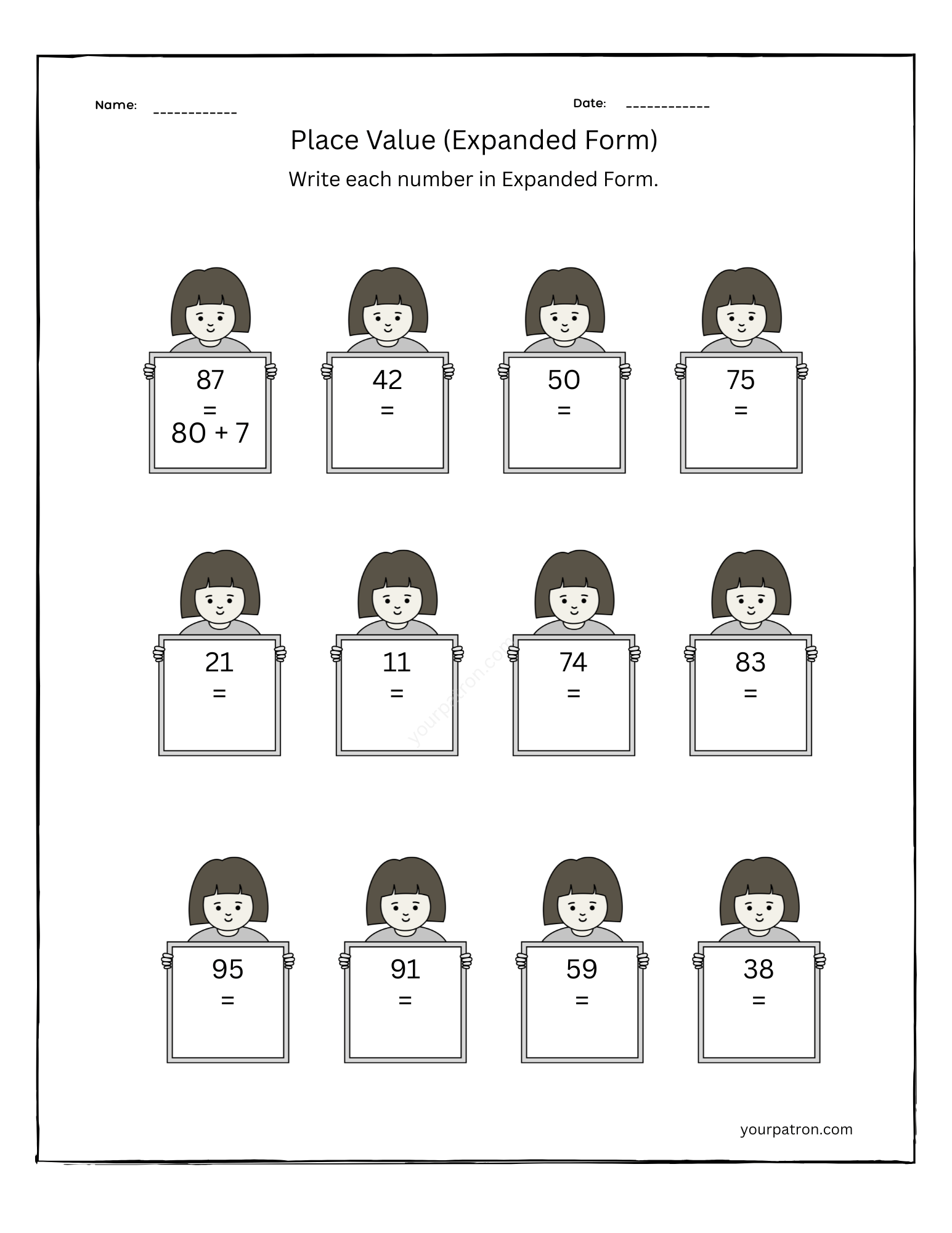 Place Value Worksheets Grade 1 (Free Printable PDF) - YourPatron
