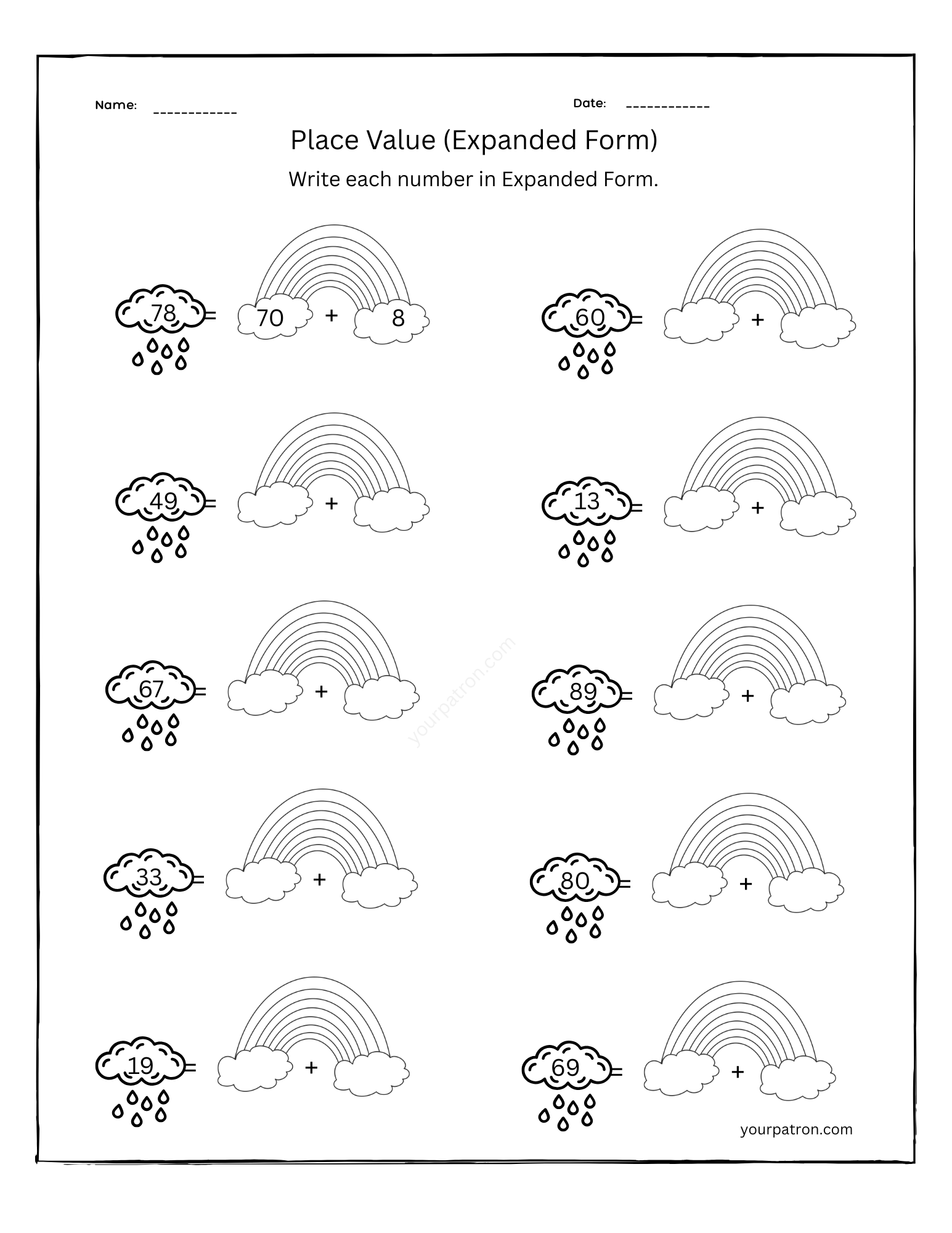 Place Value Worksheets Grade 1 (Free Printable PDF) - YourPatron