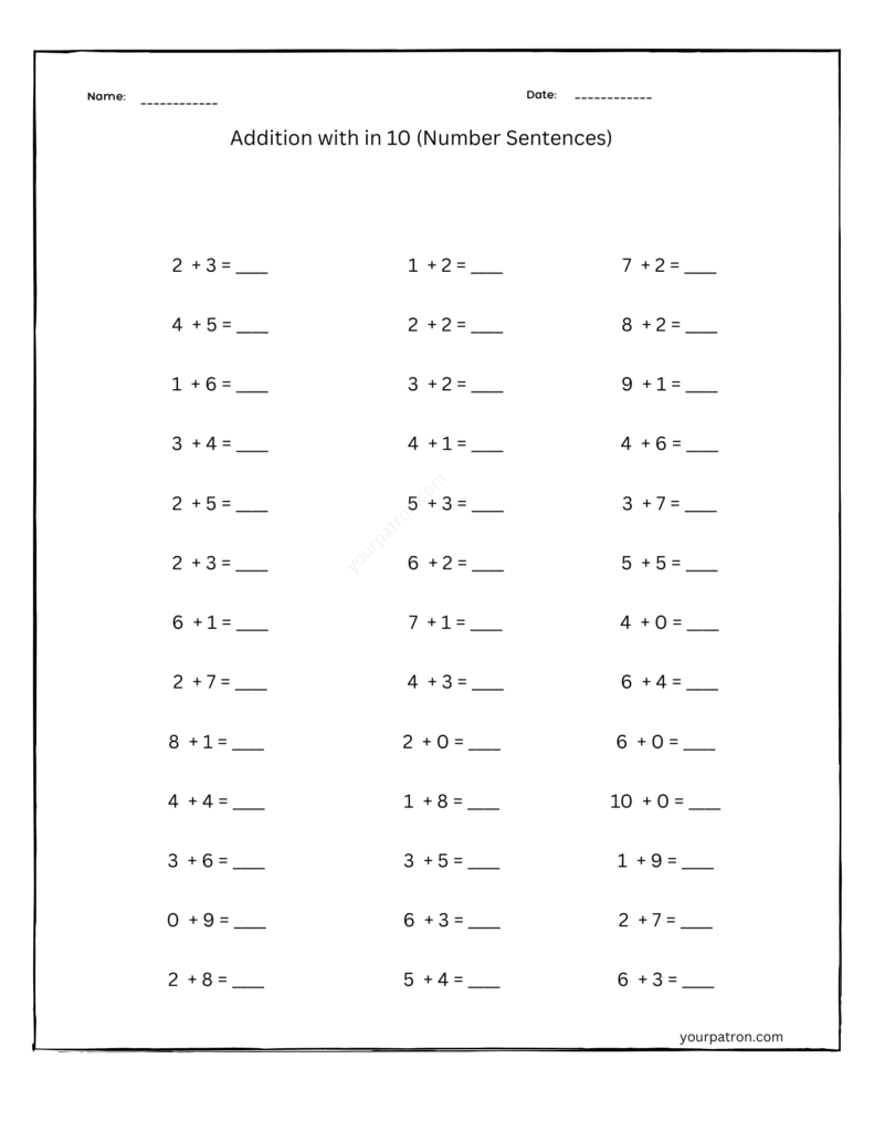 grade-1-number-sentences-within-10