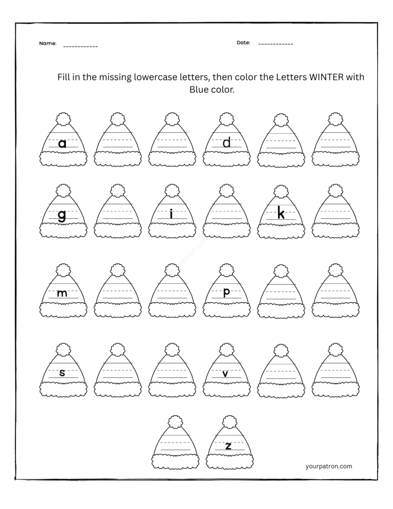 Missing alphabet worksheet