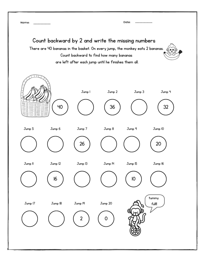 counting by 2s from 40 to 0