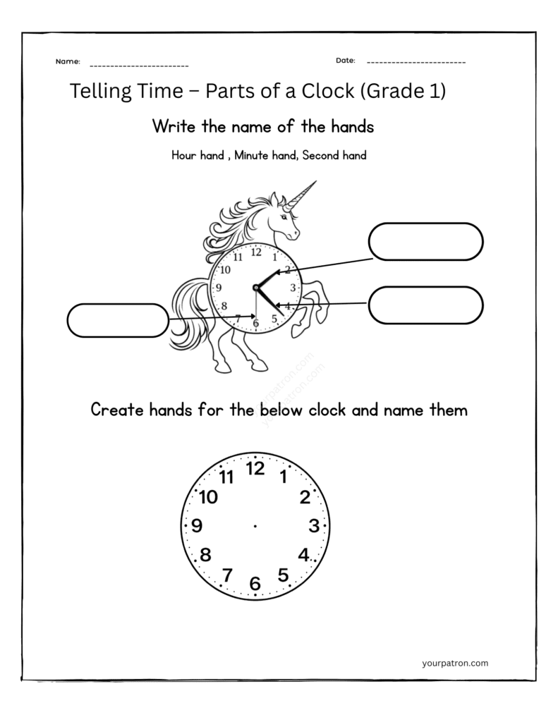 telling-time-grade-1-name-the-clock-hands-unicorn