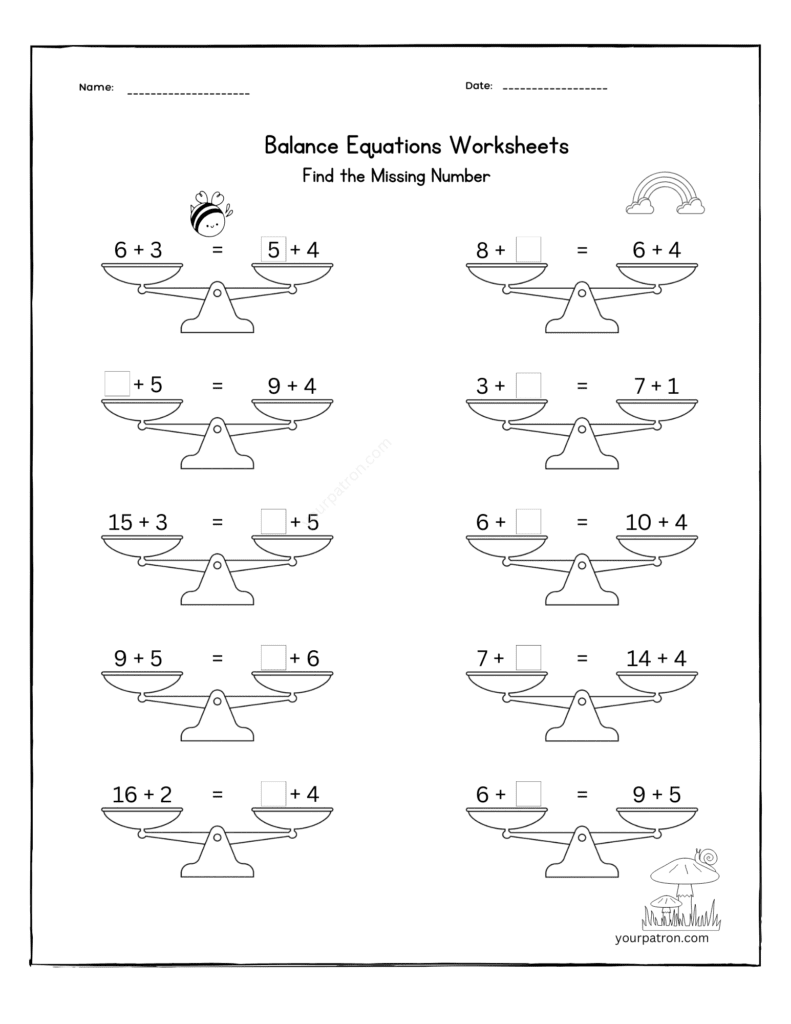 Spring Math Worksheets Grade 2 _ Balance Equations