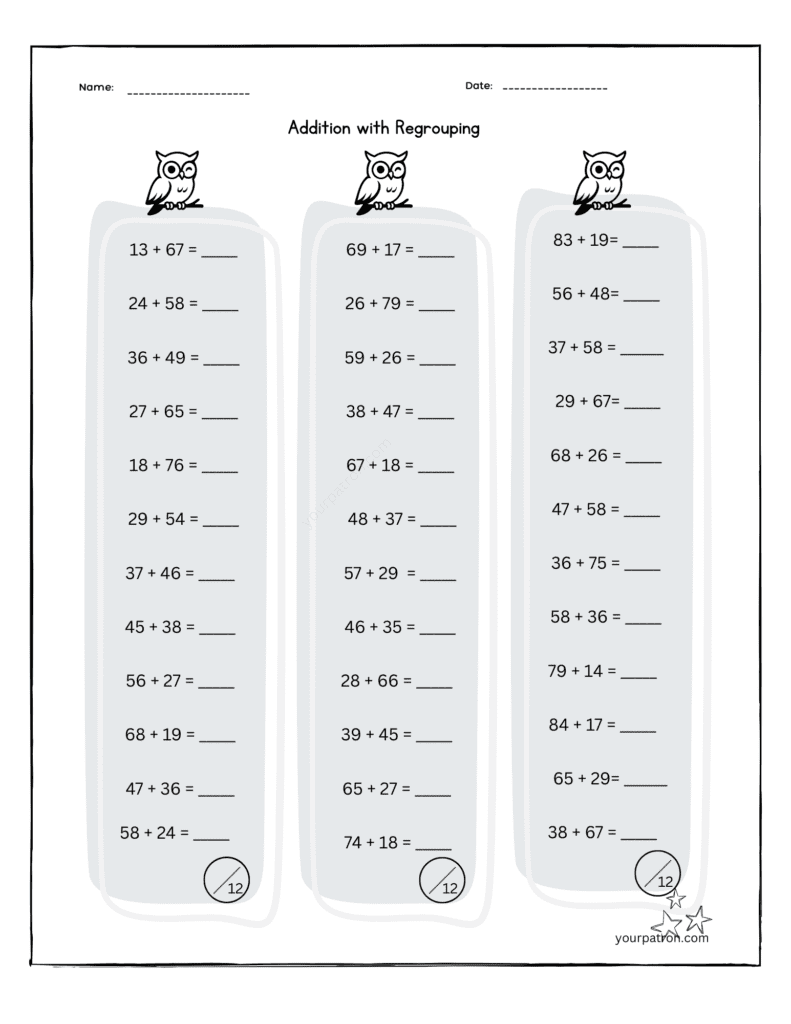 addition-worksheets-for-grade-2-owl