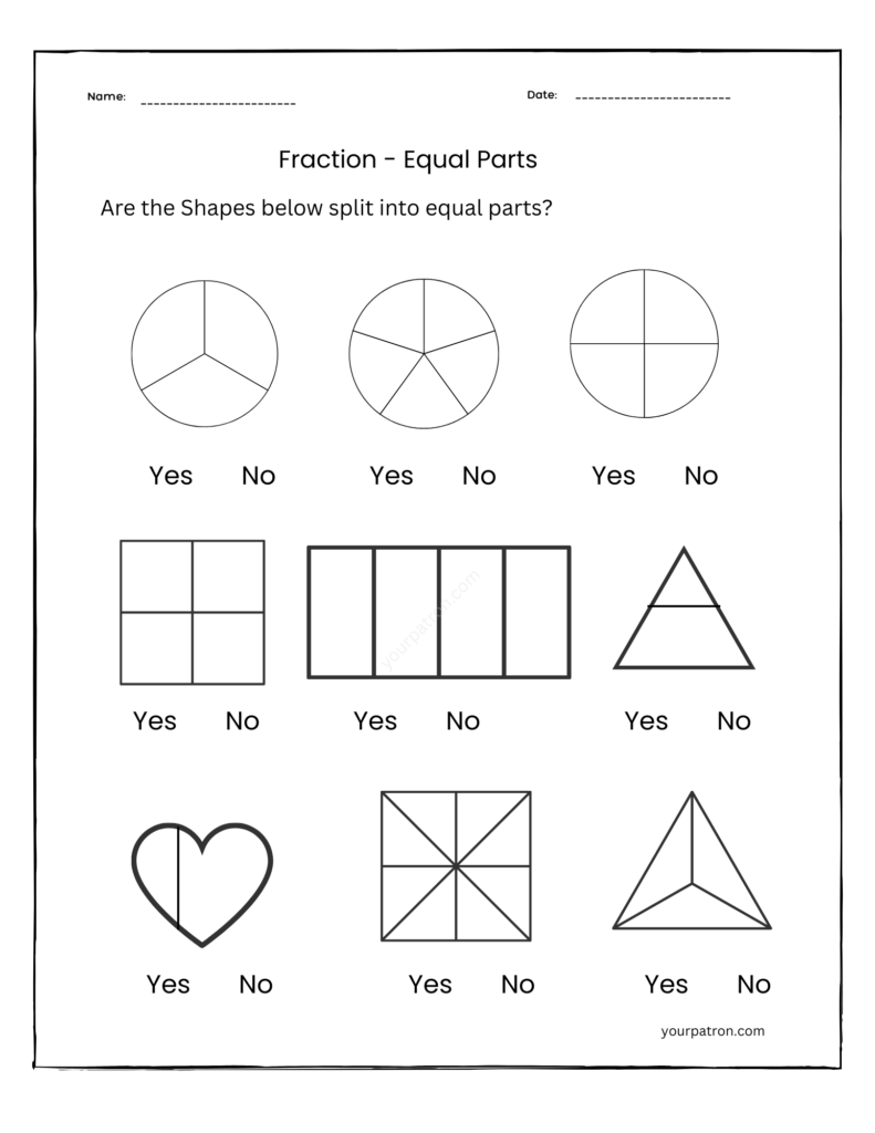 fractions-equal-or-not-equal-worksheet