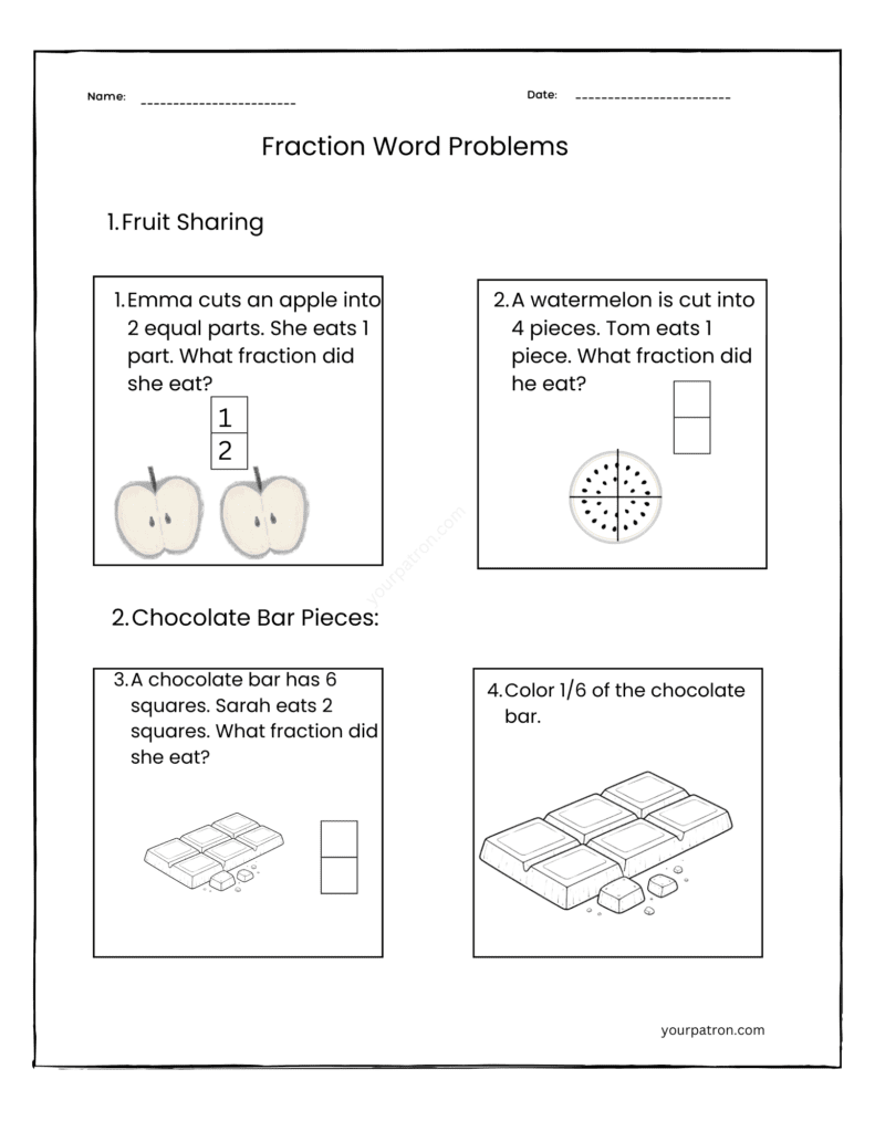 picture-Fractions-Worksheet- for-Grade-2